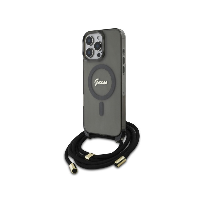 Kryt Guess CROSSBODY CORD SCRIPT pro iPhone 16 Pro - black