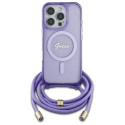 Kryt Guess Crossbody Cord Script MagSafe iPhone 16 Pro - purple