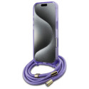 Kryt Guess Crossbody Cord Script MagSafe iPhone 16 Pro - purple
