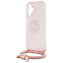 Kryt Guess CROSSBODY CORD SCRIPT pro iPhone 16 - růžová