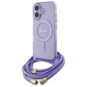 Kryt Guess Crossbody Cord Script MagSafe iPhone 16 - fialová