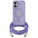 Kryt Guess Crossbody Cord Script MagSafe iPhone 16 - fialová