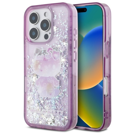 Kryt Hello Kitty LIQUID GLITTER 50TH pro iPhone 16 Pro Max fialová