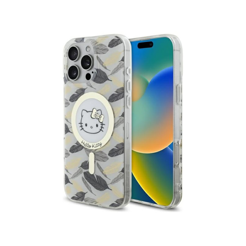 Kryt Hello Kitty IML GOLDEN LEAVES pro iPhone 16 Pro Max - bílý