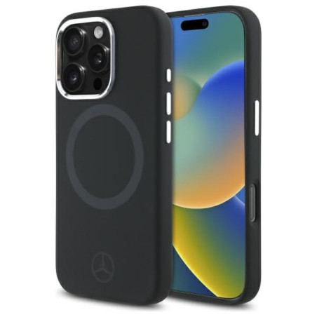 Kryt Mercedes SILICONE TONAL LOGO pro iPhone 16 Pro Max černý