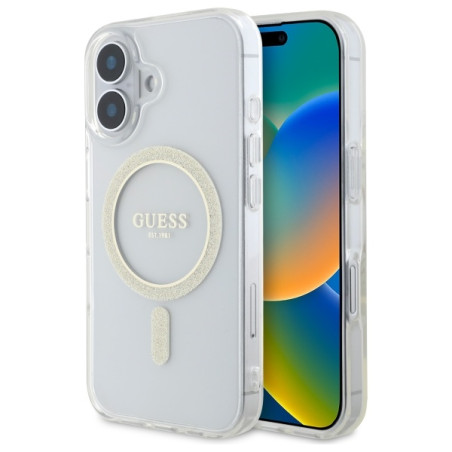 Kryt Guess GUHMP16MHFGERET pro iPhone 16 Plus - transparentní