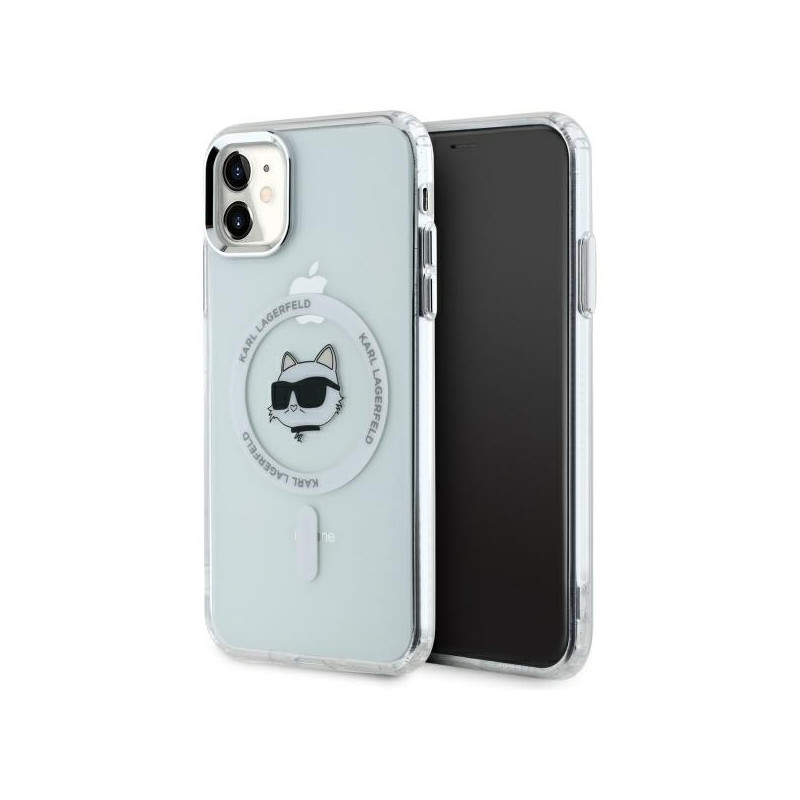 Kryt Karl Lagerfeld IML Metal Choupette pro iPhone 11 - bílý