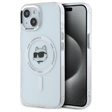 Kryt Karl Lagerfeld IML Choupette pro iPhone 15 - white