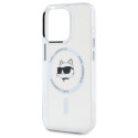 Kryt Karl Lagerfeld IML Metal Choupette iPhone 15 Pro Max - bílá