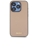 Kryt DKNY Grained Metal LOGO pro iPhone 15 Pro béžová