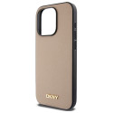 Kryt DKNY Grained Metal LOGO pro iPhone 15 Pro béžová