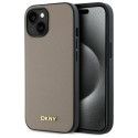 Kryt DKNY Grained Metal MagSafe pro iPhone 15 – béžový