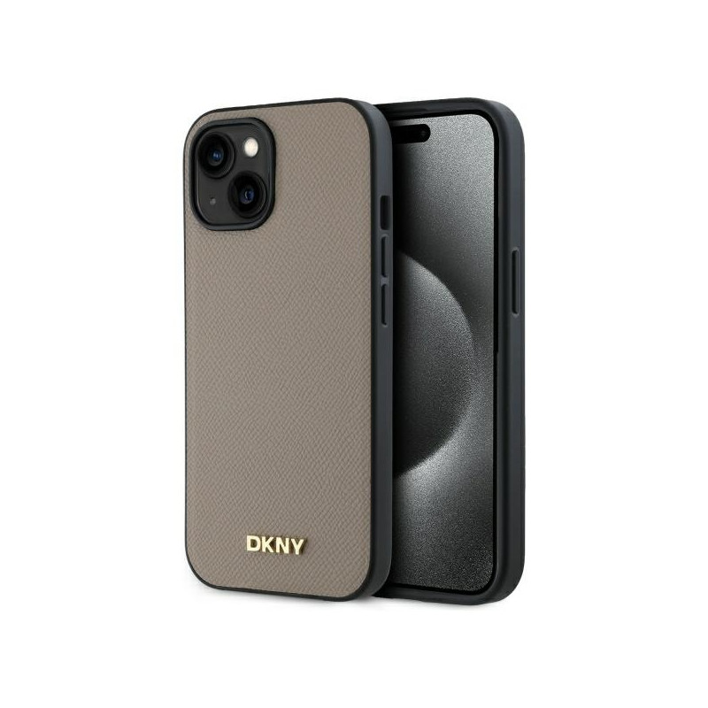 Kryt DKNY Grained Metal pro iPhone 15 - beige