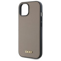 Kryt DKNY Grained Metal MagSafe pro iPhone 15 – béžový