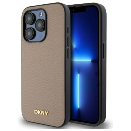Kryt DKNY Grained Metal pro iPhone 15 Pro Max - béžový