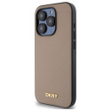 Kryt DKNY Grained Metal pro iPhone 15 Pro Max - béžový