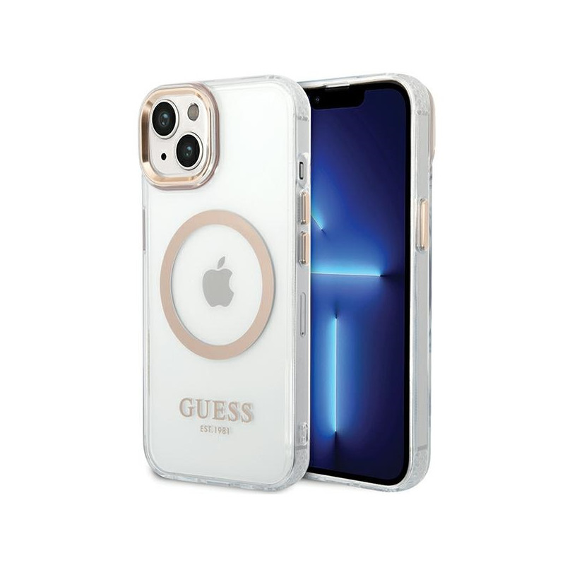 Kryt GUESS Metal Outline pro iPhone 15 Plus / 14 Plus - zlatý