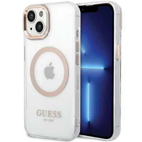 Kryt GUESS Metal Outline pro iPhone 15 Plus - zlatý
