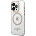 Kryt Guess METAL OUTLINE s MagSafe iPhone 15/14/13 - zlato