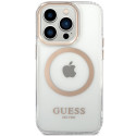 Kryt Guess METAL OUTLINE s MagSafe iPhone 15/14/13 - zlato