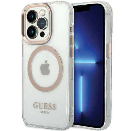 Kryt Guess METAL OUTLINE MagSafe iPhone 15 Pro Max – zlatý