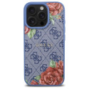 Kryt Guess 4G Flowers PRINT iPhone 16 Pro - modrý