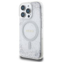Kryt Guess Resin Gradient Glitter MagSafe iPhone 16 Pro - stříbrná