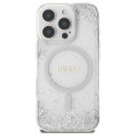Kryt Guess Resin Gradient Glitter MagSafe iPhone 16 Pro - stříbrná