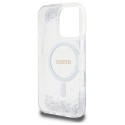 Kryt Guess Resin Gradient Glitter MagSafe iPhone 16 Pro - stříbrná