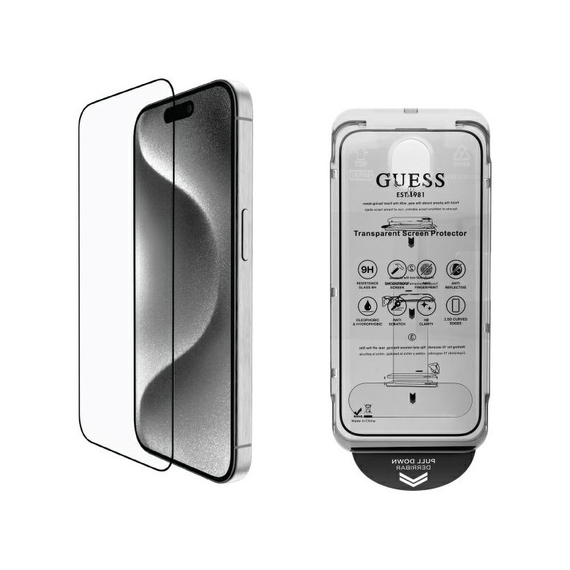 Ochranné sklo Guess 2.5D pro iPhone 16 Pro - průhledné