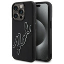 Kryt Karl Lagerfeld 3D Rubber Signature iPhone 15 Pro - černý