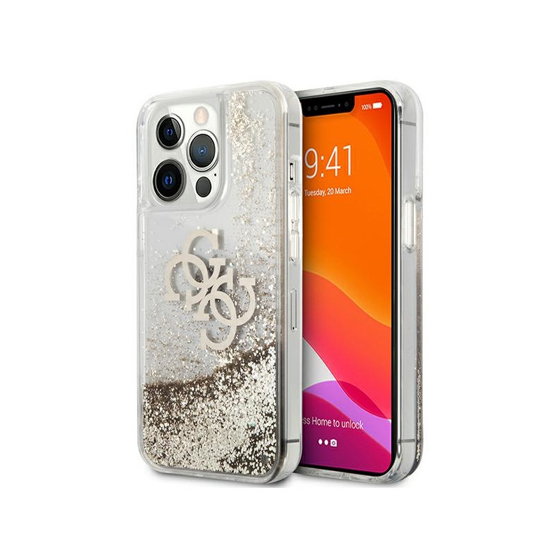 Kryt Guess 4G BIG LIQUID GLITTER pro iPhone 13 Pro Max - zlatá