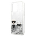 Kryt Karl Lagerfeld LIQUID GLITTER iPhone 13 Pro stříbrná