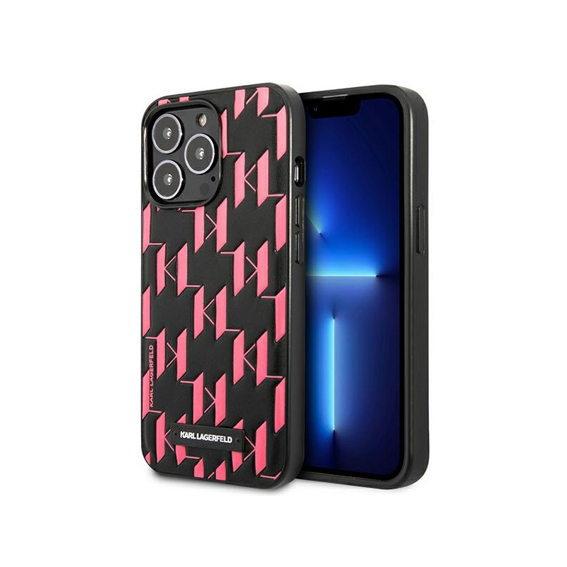 Kryt Karl Lagerfeld Monogram Plaque pro iPhone 13 Pro - růžová