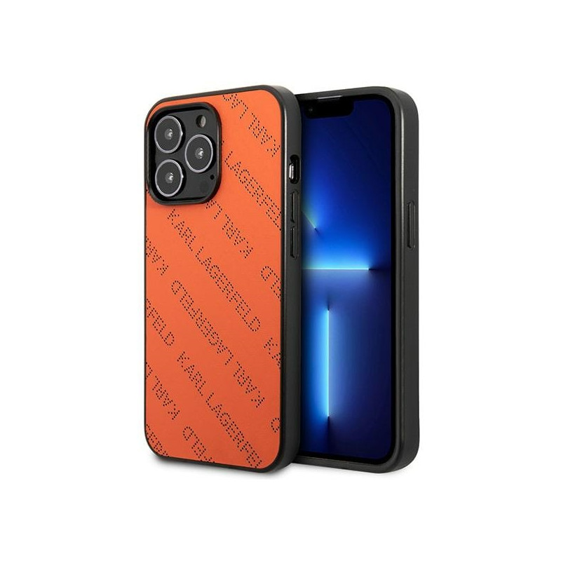 Kryt Karl Lagerfeld PERFORATED ALLOVER pro iPhone 13 Pro - oranžový