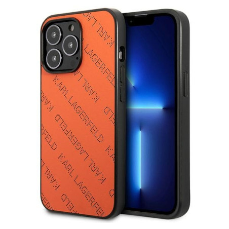 Kryt Karl Lagerfeld PERFORATED ALLOVER iPhone 13 Pro – oranžový
