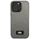 Kryt Karl Lagerfeld SAFFIANO PLAQUE iPhone 13 Pro - stříbrná