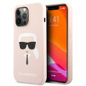 Kryt Karl Lagerfeld SILICONE KARL'S HEAD iPhone 13 Pro – světle rů