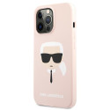 Kryt Karl Lagerfeld SILICONE KARL'S HEAD iPhone 13 Pro – světle rů