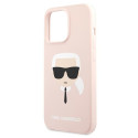 Kryt Karl Lagerfeld SILICONE KARL'S HEAD iPhone 13 Pro – světle rů