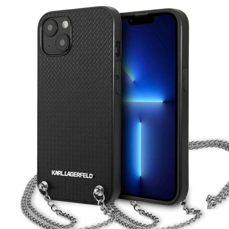 Kryt Karl Lagerfeld LEATHER TEXTURED AND CHAIN iPhone 13/14/15 6.1" č