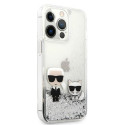 Kryt Karl Lagerfeld LIQUID GLITTER iPhone 13 Pro Max stříbrný