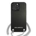 Kryt Karl Lagerfeld Leather Textured and Chain iPhone 13 Pro Max čern