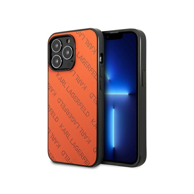 Kryt Karl Lagerfeld PERFORATED ALLOVER pro iPhone 13 Pro Max - oranžový