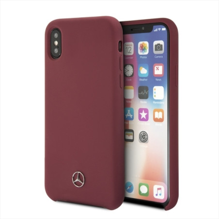 Kryt Mercedes Silicone Line iPhone X/XS - červený