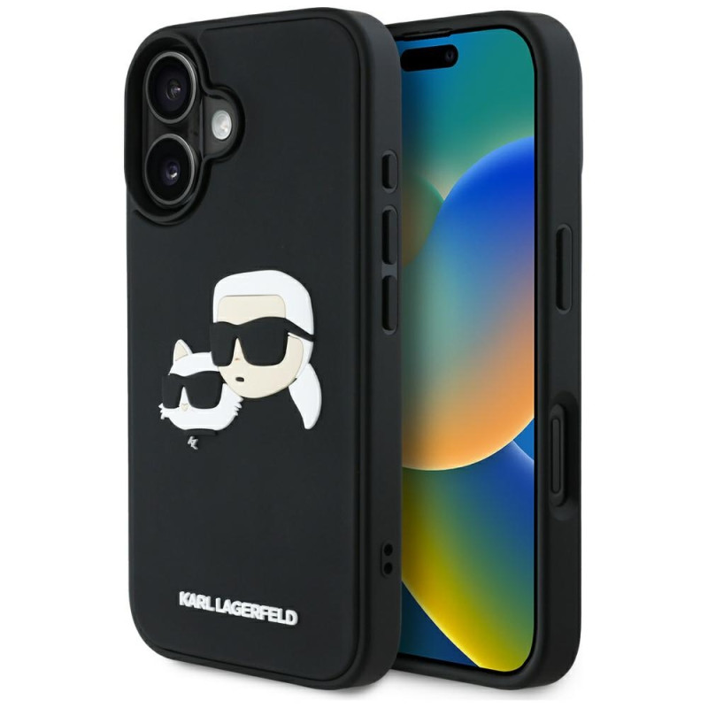 Kryt Karl Lagerfeld HC 3D Rubber Double Heads pro iPhone 16 - černý