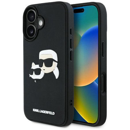 Kryt Karl Lagerfeld HC 3D Rubber iPhone 16 - černý
