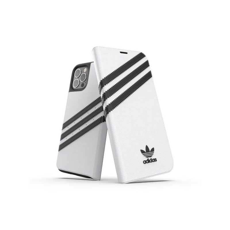Pouzdro Adidas OR Booklet Case PU pro iPhone 12 / 12 Pro 6.1" - bílá/černá