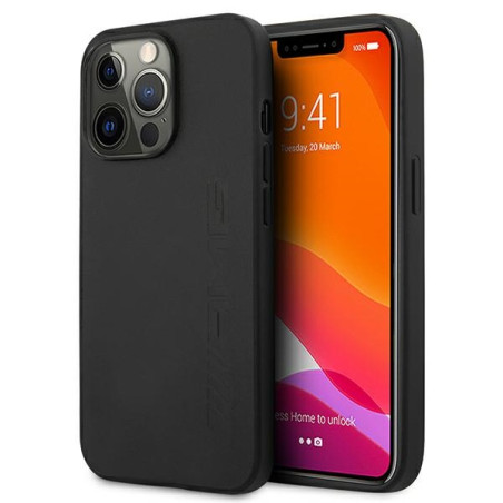 AMG Leather Hot Stamped Mercedes-AMG kryt iPhone 13 Pro černý