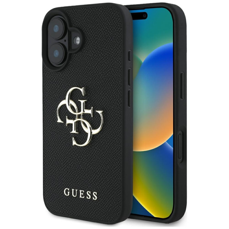 Kryt Guess Grained Big 4G Logo Small Classic Logo pro iPhone 16 - black